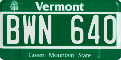 VT license plate BWN640