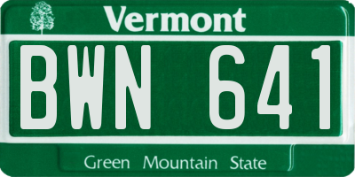 VT license plate BWN641