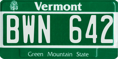VT license plate BWN642