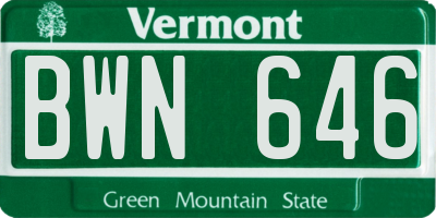 VT license plate BWN646