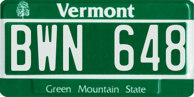 VT license plate BWN648