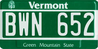 VT license plate BWN652
