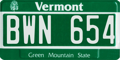 VT license plate BWN654