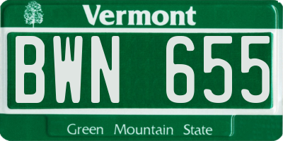VT license plate BWN655