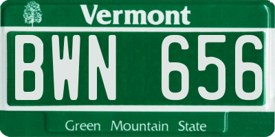 VT license plate BWN656