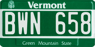 VT license plate BWN658