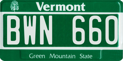 VT license plate BWN660