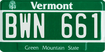 VT license plate BWN661