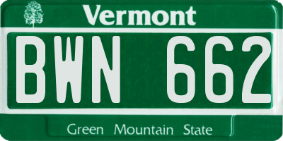 VT license plate BWN662