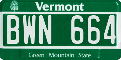 VT license plate BWN664