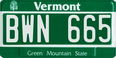 VT license plate BWN665