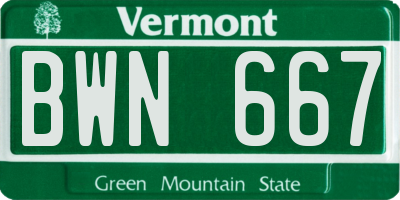 VT license plate BWN667