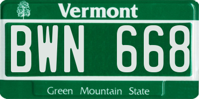 VT license plate BWN668