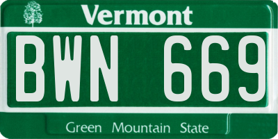VT license plate BWN669