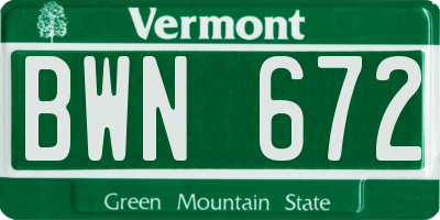 VT license plate BWN672