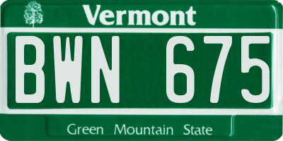 VT license plate BWN675