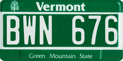 VT license plate BWN676