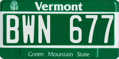 VT license plate BWN677