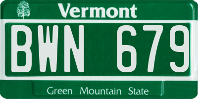 VT license plate BWN679