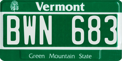 VT license plate BWN683