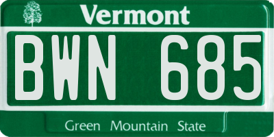 VT license plate BWN685