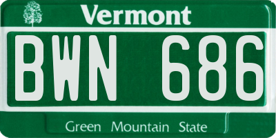 VT license plate BWN686