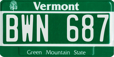 VT license plate BWN687