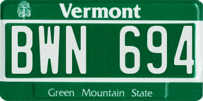 VT license plate BWN694