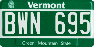 VT license plate BWN695