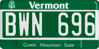 VT license plate BWN696