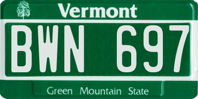 VT license plate BWN697