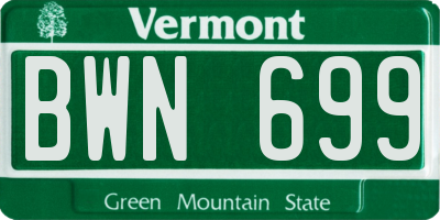 VT license plate BWN699