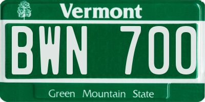 VT license plate BWN700