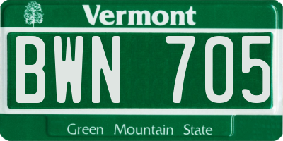 VT license plate BWN705
