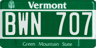 VT license plate BWN707