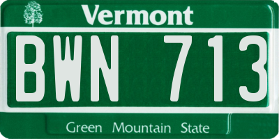 VT license plate BWN713