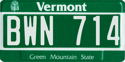 VT license plate BWN714