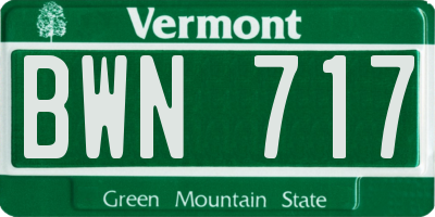 VT license plate BWN717