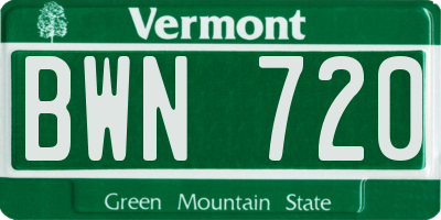 VT license plate BWN720