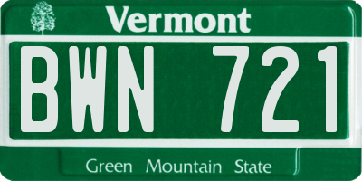 VT license plate BWN721