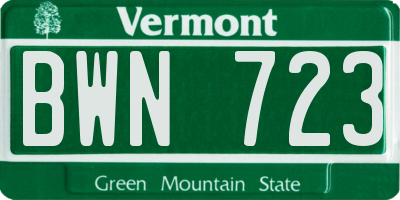 VT license plate BWN723