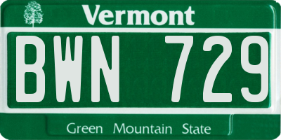 VT license plate BWN729
