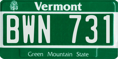 VT license plate BWN731