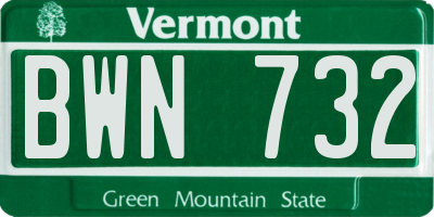 VT license plate BWN732