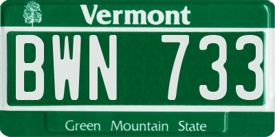 VT license plate BWN733