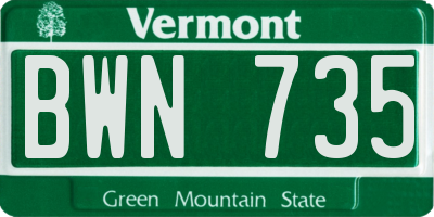 VT license plate BWN735