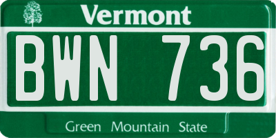 VT license plate BWN736