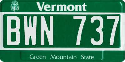 VT license plate BWN737