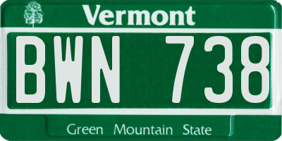 VT license plate BWN738