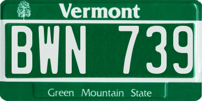 VT license plate BWN739